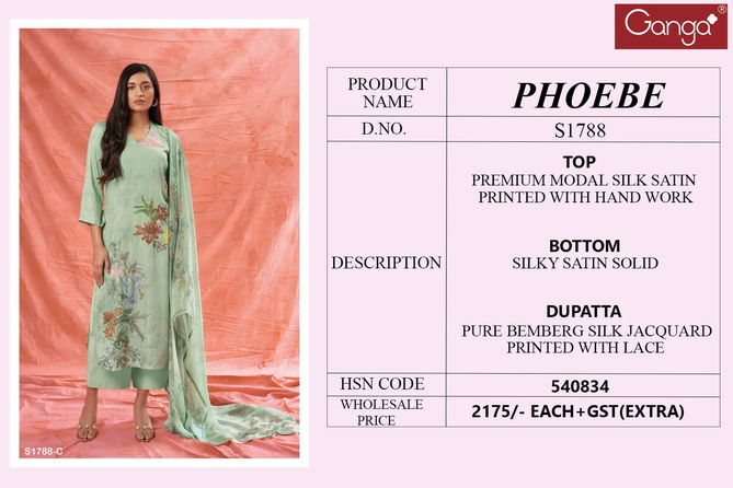 Phoebe 1788 By Ganga Printed Salwar Suits Catalog